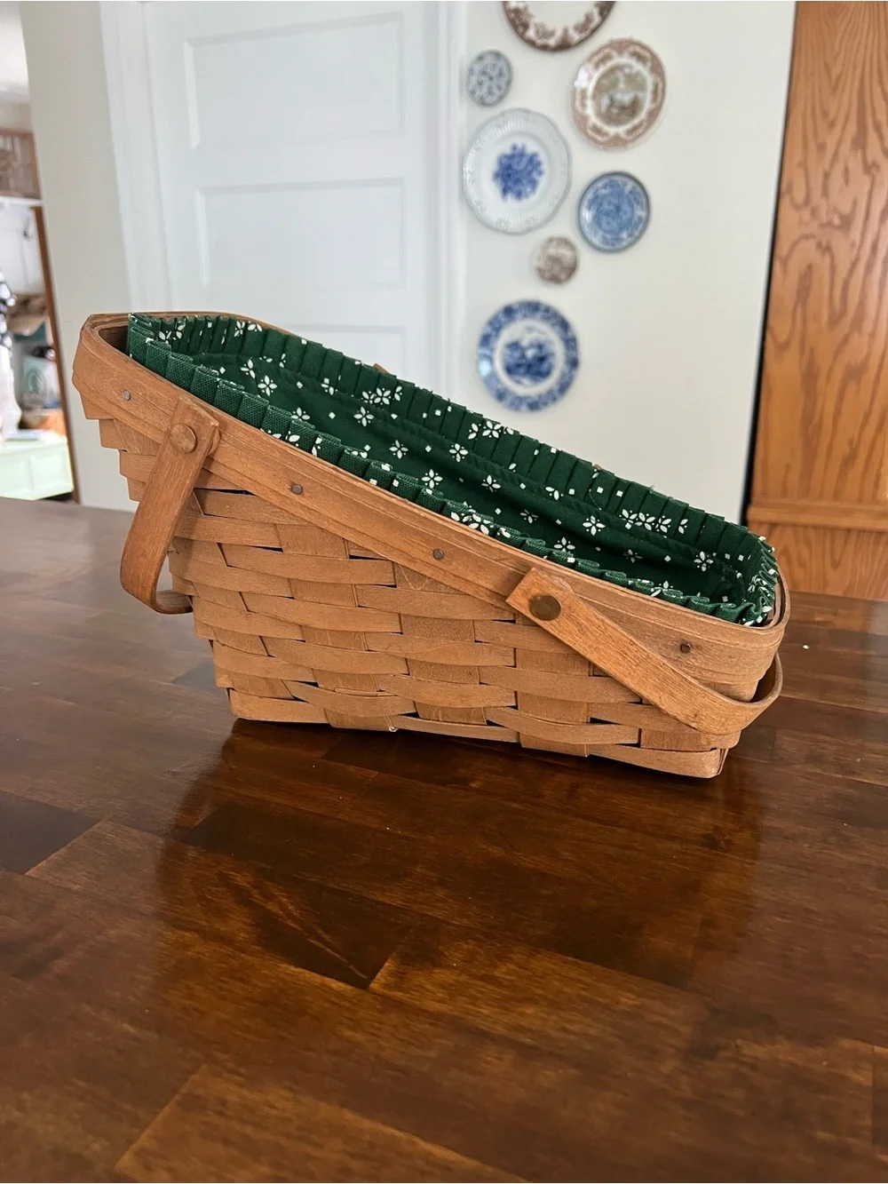 Longaberger, Vegetable Basket, Heritage Green Fabric Liner, 1985